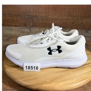 Under Armour Shoes Mens 10 White Surge 3 Athletic Running Sneakers Lace Up NEW